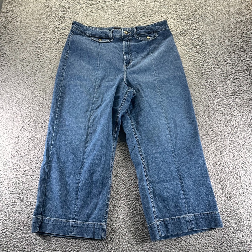 Lee Jeans‎ Womens 36x25 Blue Cotton Denim Wide Leg Capri Cropped Baggy Workwear